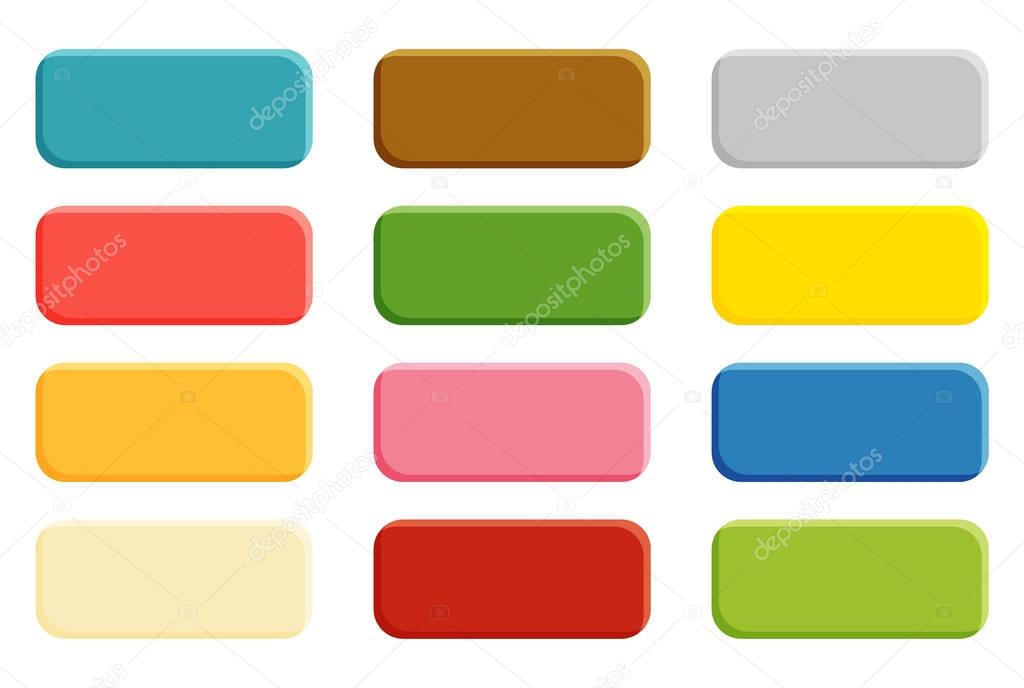 Collection of 12  isolated buttons with rounded corners