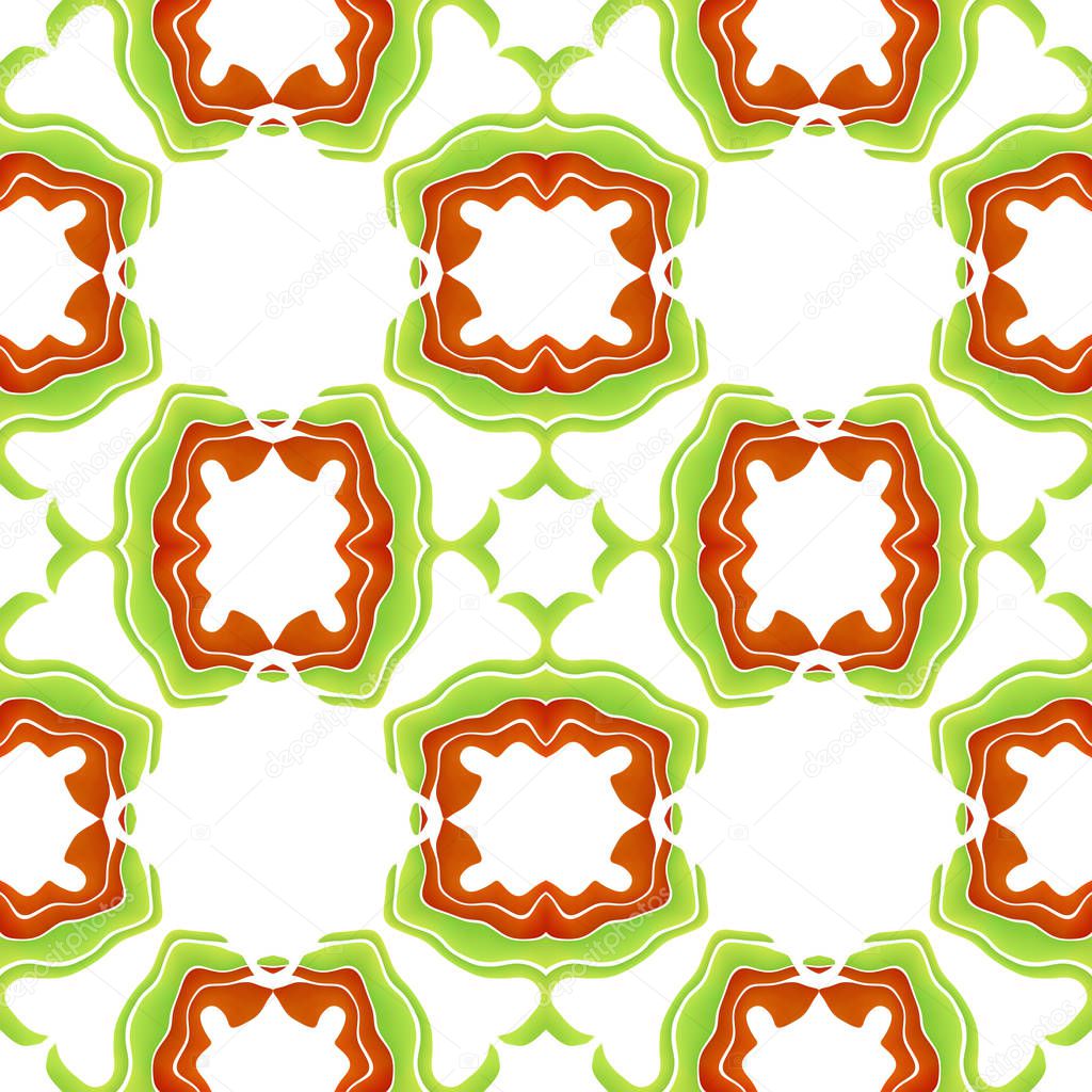 Seamless organic colorful abstract mosaic green pattern