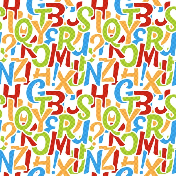 Patrón de alfabeto sin costuras hecho de carácter abc superposición colorido — Vector de stock