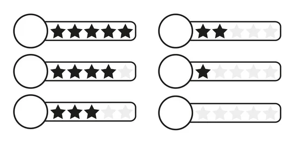 Black and white (monochrome) star rating bar with white circle w — Stock Vector