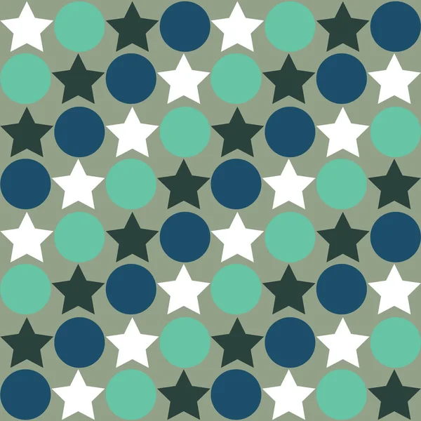 Patrón abstracto inconsútil retro - círculo alterno de estrellas en mut — Vector de stock