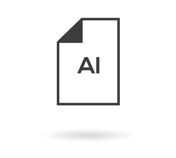 Einfaches Graustufensymbol für Blatt (Datei) und ai-Text im Inneren — Stockvektor