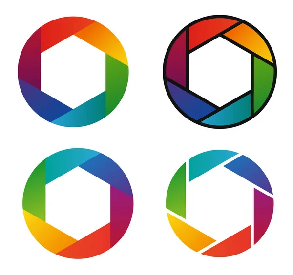 Cuatro iconos coloridos del arco iris del círculo (espectro) — Vector de stock