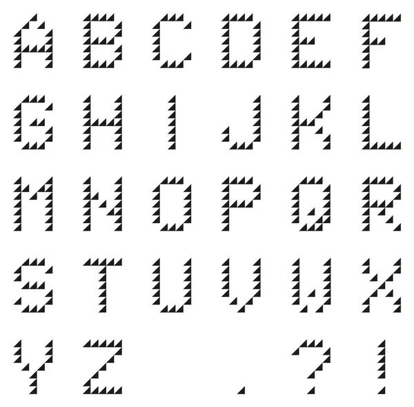 Алфавіт (з пунктуацією) з чорних трикутників — стоковий вектор