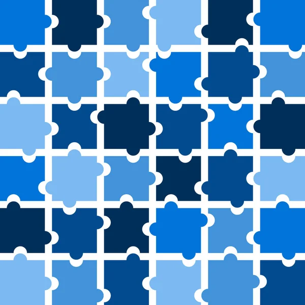 Jigsaw puzzle pieces background vector in shades of blue — Stock Vector