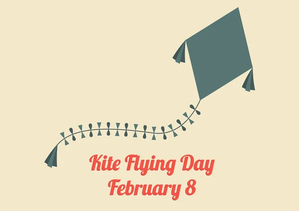 Manifesto per il giorno del volo dell'aquilone - celebrazione annuale tenutasi a febbraio — Vettoriale Stock