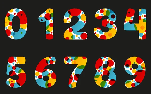 Σύνολο των απομονωμένων αφηρημένη λάβα λαμπτήρας στυλ αριθμών σε ζωηρό χρώμα — Διανυσματικό Αρχείο