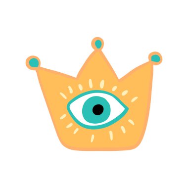 Çizgi roman tarzı sarı mavi renkte taç elli vektör çizimi