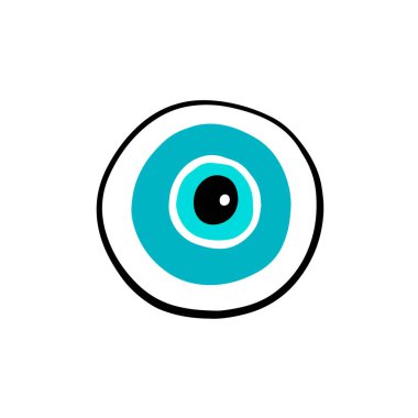 Çizgi film çizgi roman stili sembolünde mavi yuvarlak el çizimi vektör çizimi