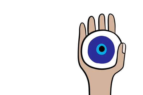 Oog in hand getekend vector illustratie achtergrond in stripverhaal stijl — Stockvector