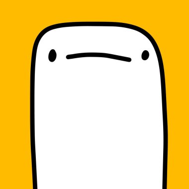 Mutsuz, kederli, depresif el çizimi, çizgi film tarzı bir yaratık.