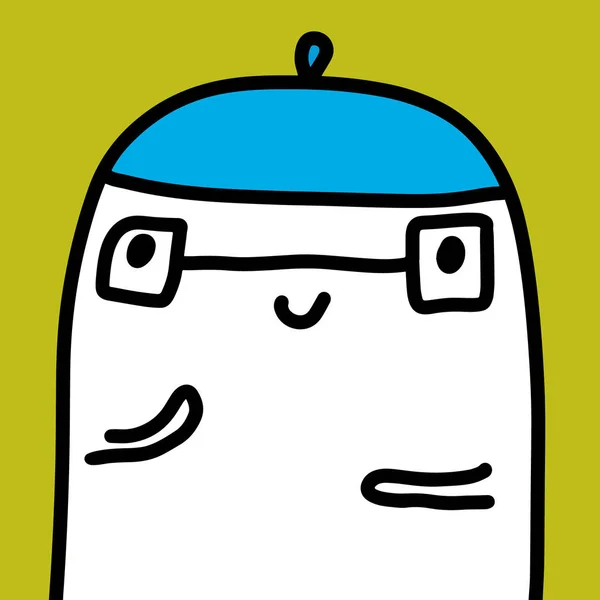 Man i glasögon hand dras vektor illustration i tecknad serie stil avatar logotyp — Stock vektor