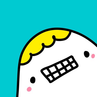 Çizgi roman tarzında el çizimi vektör çizimi. Tatlı tatlı canavar sarı.