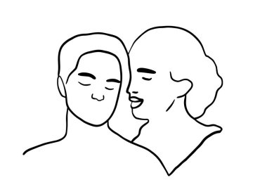 Çizim stiliyle çizilmiş çift portreleri.