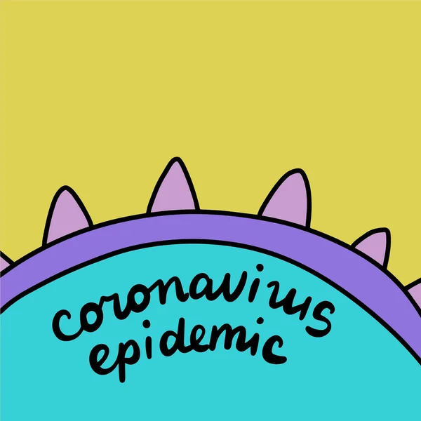 Epidemia de Coronavirus ilustración vectorial dibujada a mano en letras de estilo cómico de dibujos animados — Vector de stock