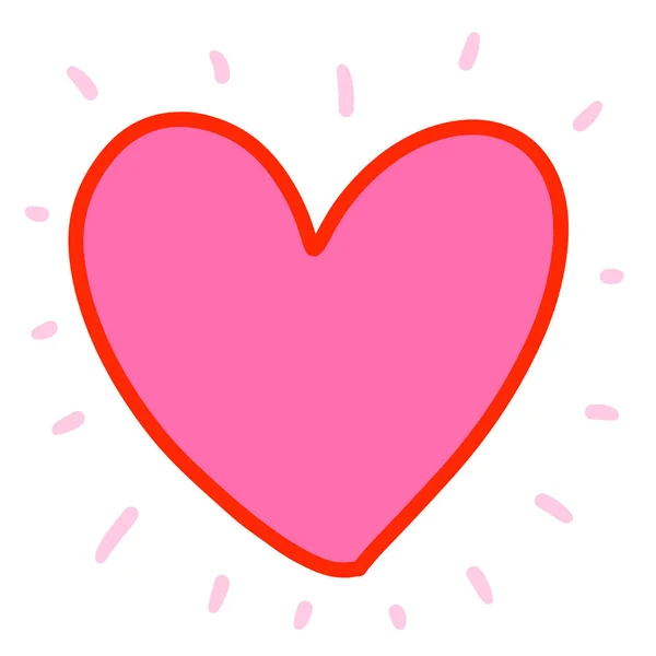ピンクパステルハート手描きベクトルイラストロゴで漫画風 — ストックベクタ