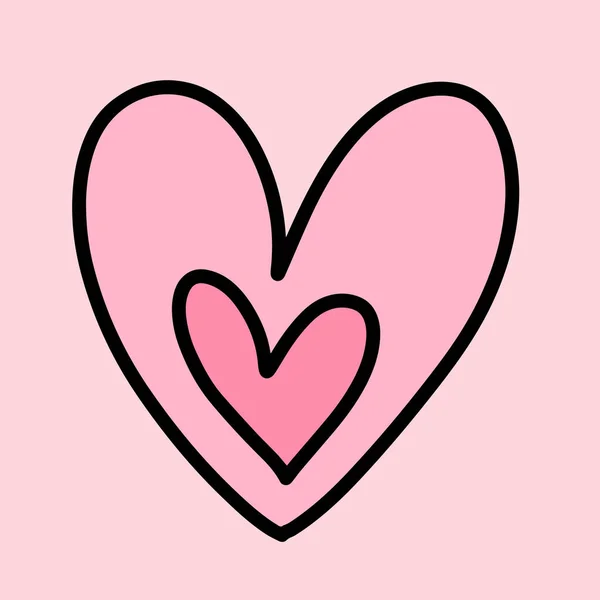 Twee roze pastel hoort een binnen andere hand getekend vector illustratie logo — Stockvector