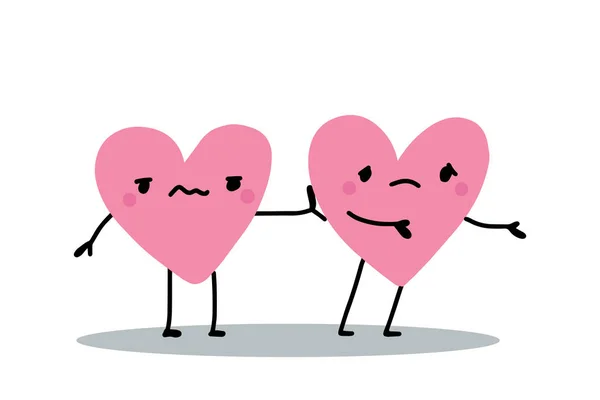 Relazioni tossiche disegnato a mano illustrazione vettoriale in stile fumetto cuore arrabbiato spingendo partner — Vettoriale Stock