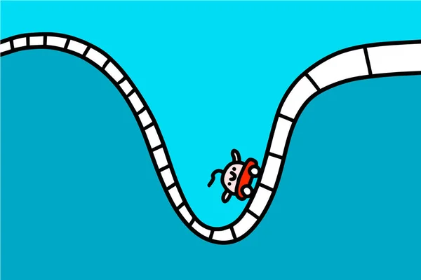 Rollercoaster Illustration Vectorielle Dessinée Main Dans Style Bande Dessinée Homme — Image vectorielle