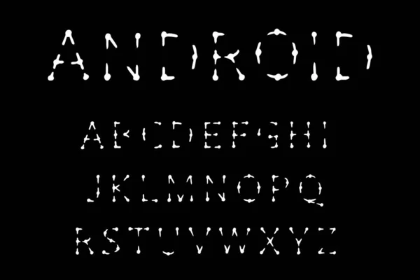 Андроид Рисовал Векторные Шрифты Стиле Комикса Черно Белые Буквы — стоковый вектор