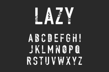 Çizgi roman stili dekoratif tasarımlı, tembel el çizimi vektör tipi yazı tipi siyah beyaz