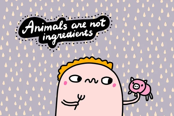 Los Animales Son Ingredientes Ilustración Vectorial Dibujado Mano Estilo Historieta — Vector de stock