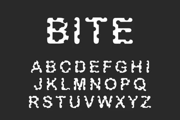 Bite Hand Drawn Vector Type Font Cartoon Comic Style Black — Vetor de Stock