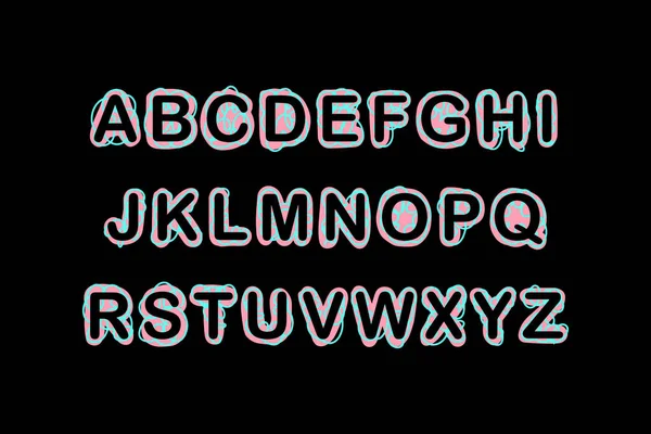创新风格手绘黑色绿松石粉红字体类型 用于印刷海报卡片 — 图库矢量图片