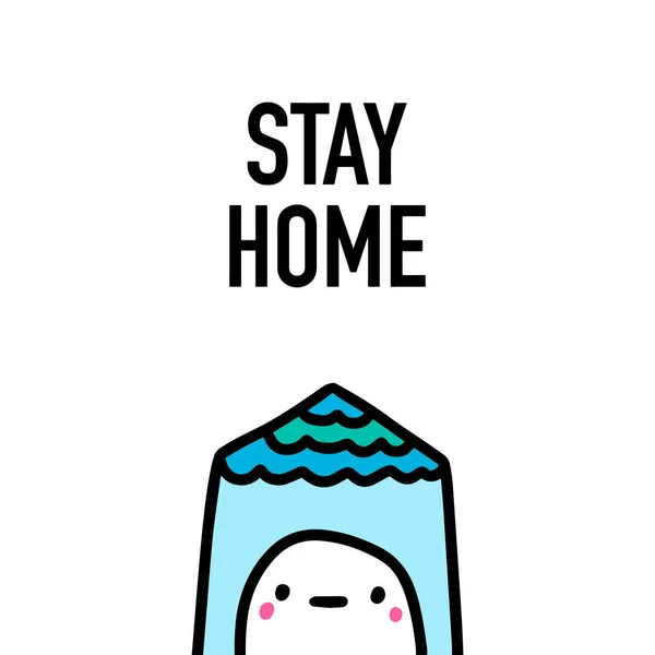 Stay home hand drawn vector illustration in cartoon comic style sad man isolation coronavirus infection covid-19 imprimir tarjeta de póster — Archivo Imágenes Vectoriales