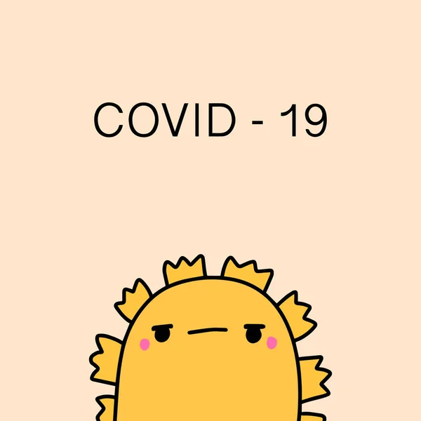 Covid-19 Coronavirus infection pandemic print poster hand drawn vector illustration in cartoon comic style — 图库矢量图片