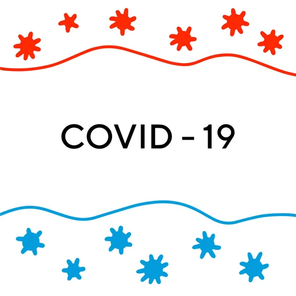 Covid-19 infección por coronavirus pandemia imprimir póster ilustración vectorial dibujado a mano en estilo cómico de dibujos animados — Archivo Imágenes Vectoriales