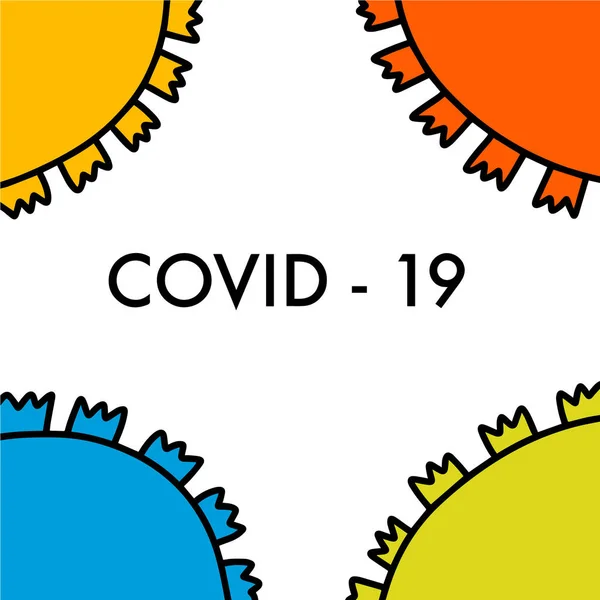 Covid-19 infección por coronavirus pandemia imprimir póster ilustración vectorial dibujado a mano en estilo cómico de dibujos animados — Archivo Imágenes Vectoriales