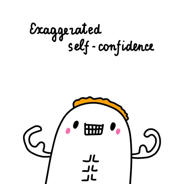 Exaggerated Self Confidence Bipolar Disorder Symptom Man Expressive Cartoon Comic — Stock Vector
