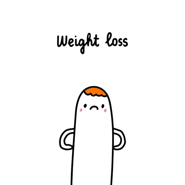 Weight Loss Bipolar Disorder Symptom Man Expressive Cartoon Comic Style — Stock Vector