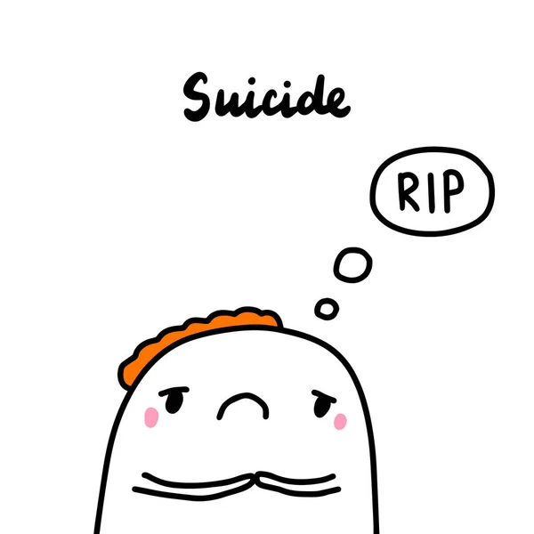Selbstmord Symptom Der Schizophrenie Mann Ausdrucksstark Comic Stil Handgezeichnet Druck — Stockvektor