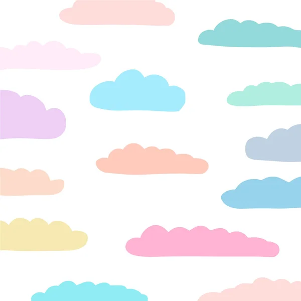 漫画風パステルカラーイラストの雲の背景 — ストックベクタ