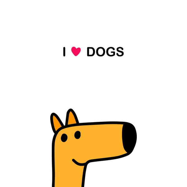 I love dogs hand drawn vector illustration in cartoon comic style domestic animal — Stock Vector