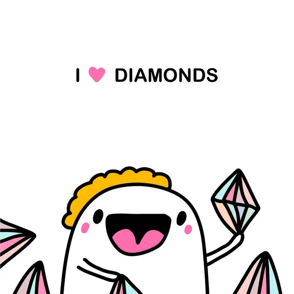 Adoro Diamanti Disegnati Mano Illustrazione Vettoriale Stile Fumetto Mna Contenente — Vettoriale Stock