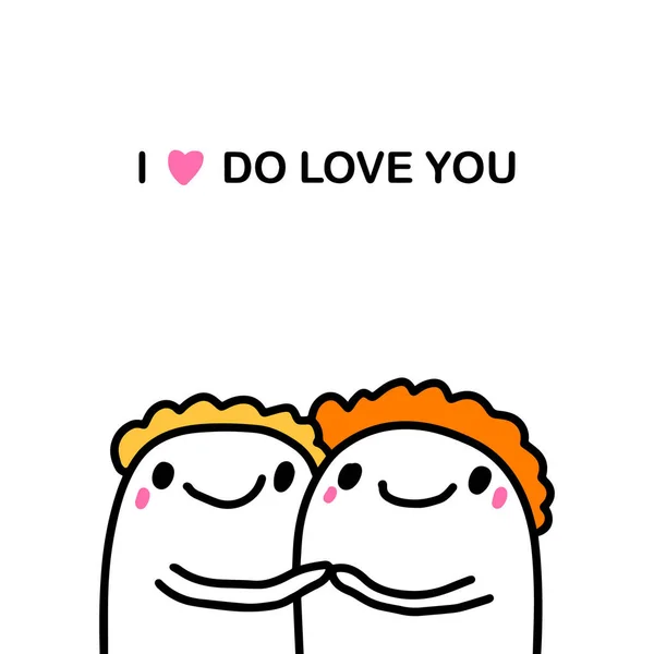 Love You Hand Drawn Vector Illustration Cartoon Comic Style People — стоковый вектор