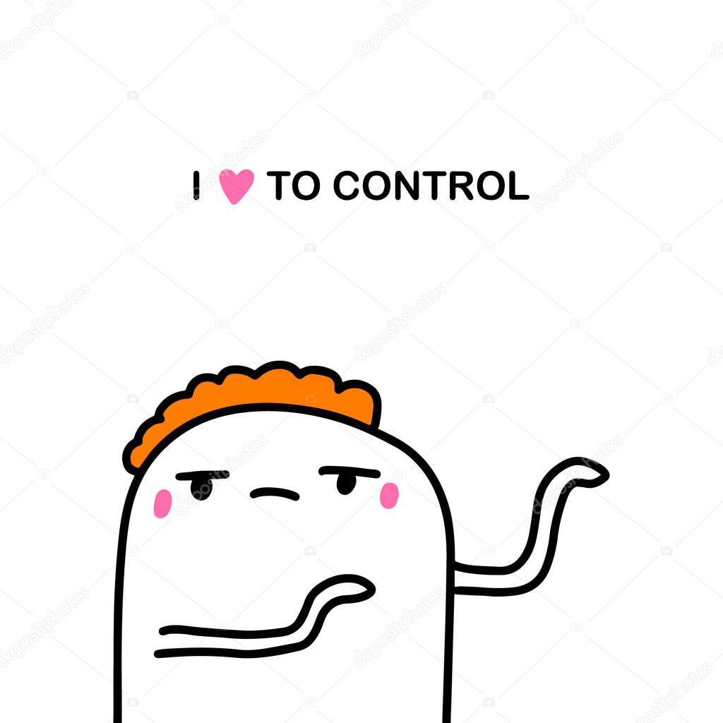 I love to control hand drawn vector illustration in cartoon comic style man showing direction