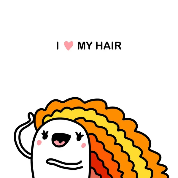 Aime Mes Cheveux Dessinés Main Illustration Vectorielle Dans Style Bande — Image vectorielle