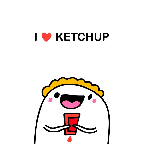 Encanta Ilustración Vector Dibujado Mano Ketchup Doodle Estilo Dibujos Animados — Archivo Imágenes Vectoriales