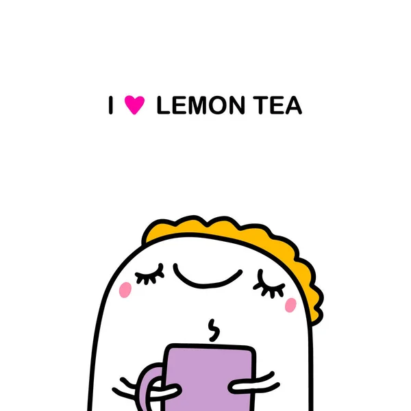 Love Lemon Tea Hand Drawn Vector Illustration Cartoon Doodle Style — Stock Vector