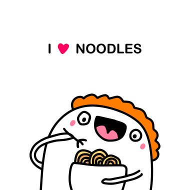 I love noodles hand drawn vector illustration in cartoon comic style doodle man eating spagetti italian traditional food vector I love noodles hand drawn vector illustration in cartoon comic style doodle man eating spagetti italian traditional food vector
