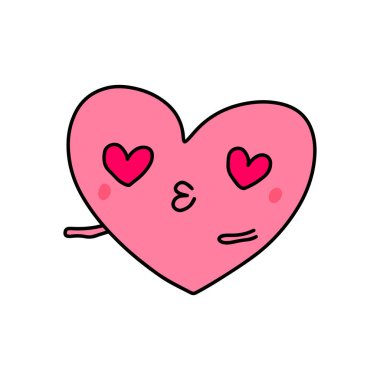 Aşk sembolü karalama çizim ikonu çizgi film çizgi romanı Kawaii yüzü pembe