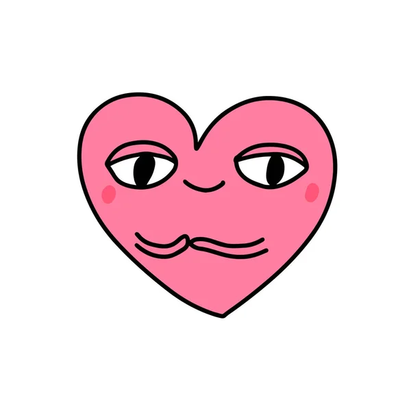 Šťastný Veselý Něžné Srdce Symbol Kreslené Ilustrace Ikona Kresleném Komiksu — Stockový vektor