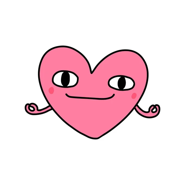 Alegre Símbolo Del Corazón Feliz Garabato Icono Ilustración Cómic Dibujos — Vector de stock