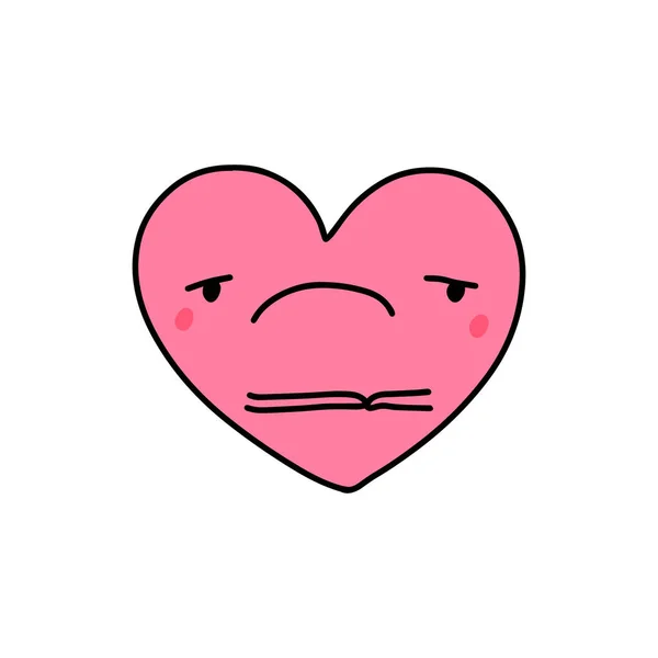 Sad Depressivo Coração Símbolo Doodle Ilustração Ícone Quadrinhos Cartoon Kawaii —  Vetores de Stock