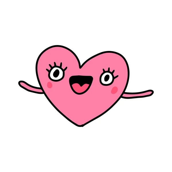 Glücklich Fröhlich Herz Symbol Doodle Stil Illustration Ausdrucksstark — Stockvektor