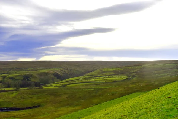 Yorkshire Dales Προβάλλεται Από Romaldkirk Διάσημο Πράσινο Πεδία Γραμμή Από — Φωτογραφία Αρχείου